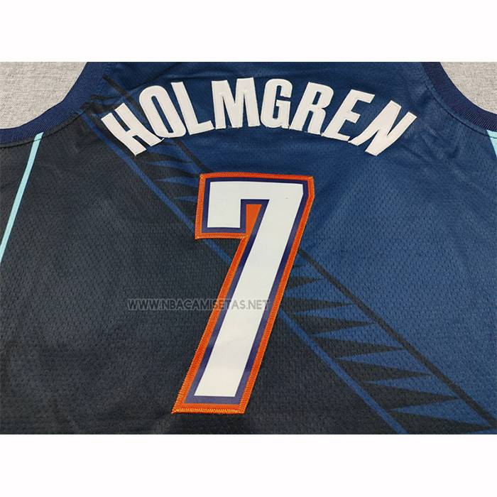 Camiseta Oklahoma City Thunder Chet Holmgren NO 7 Ciudad 2025-26 Azul